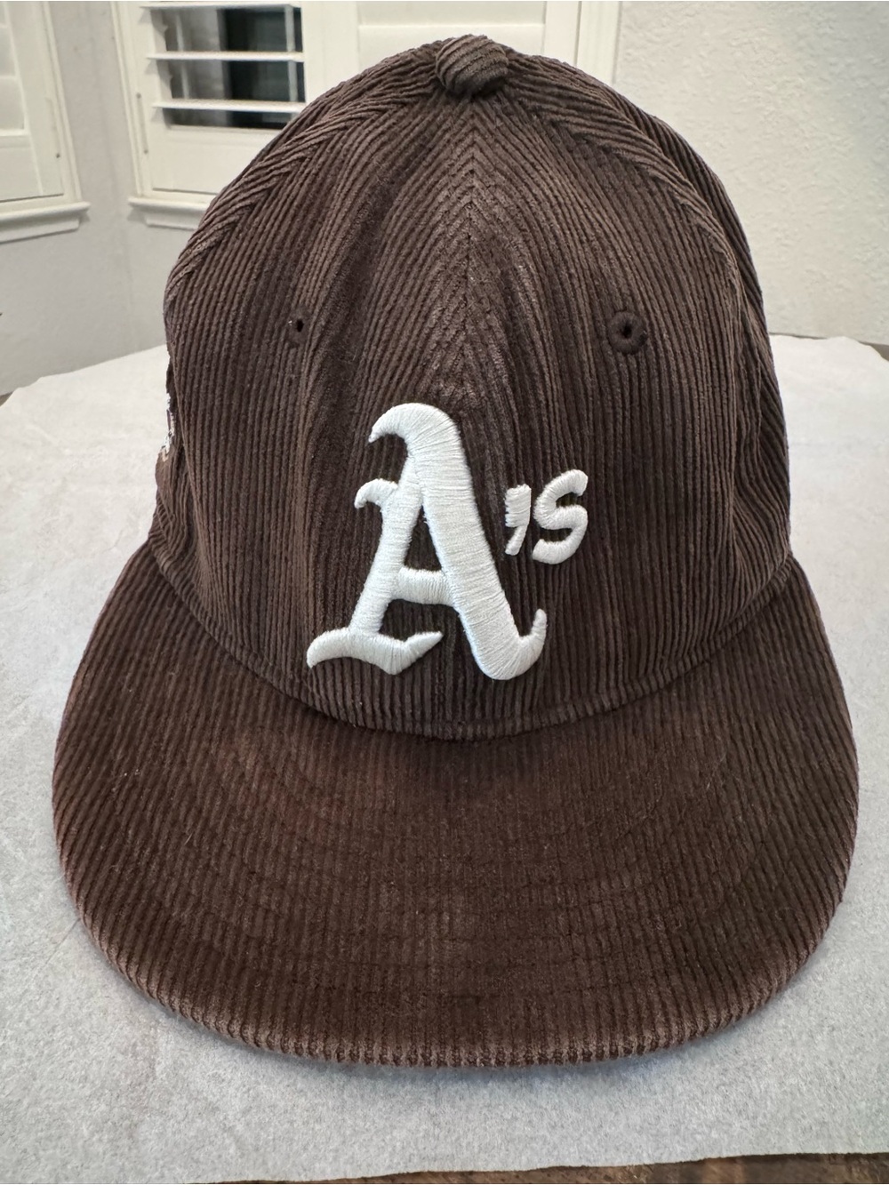 Oakland As New Era Fitted Hat 7 1/8 Brown Corduroy 1989 World Series